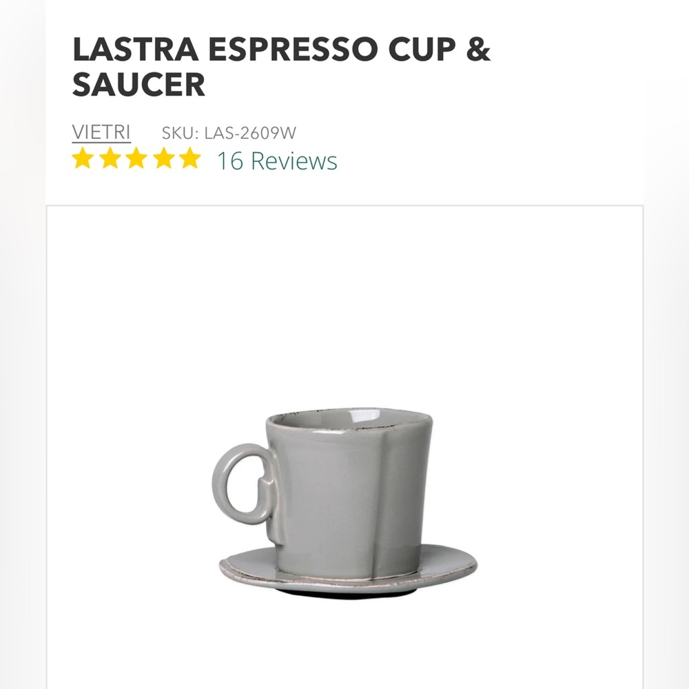 LASTRA ESPRESSO CUP & SAUCER set of 6 gray like new